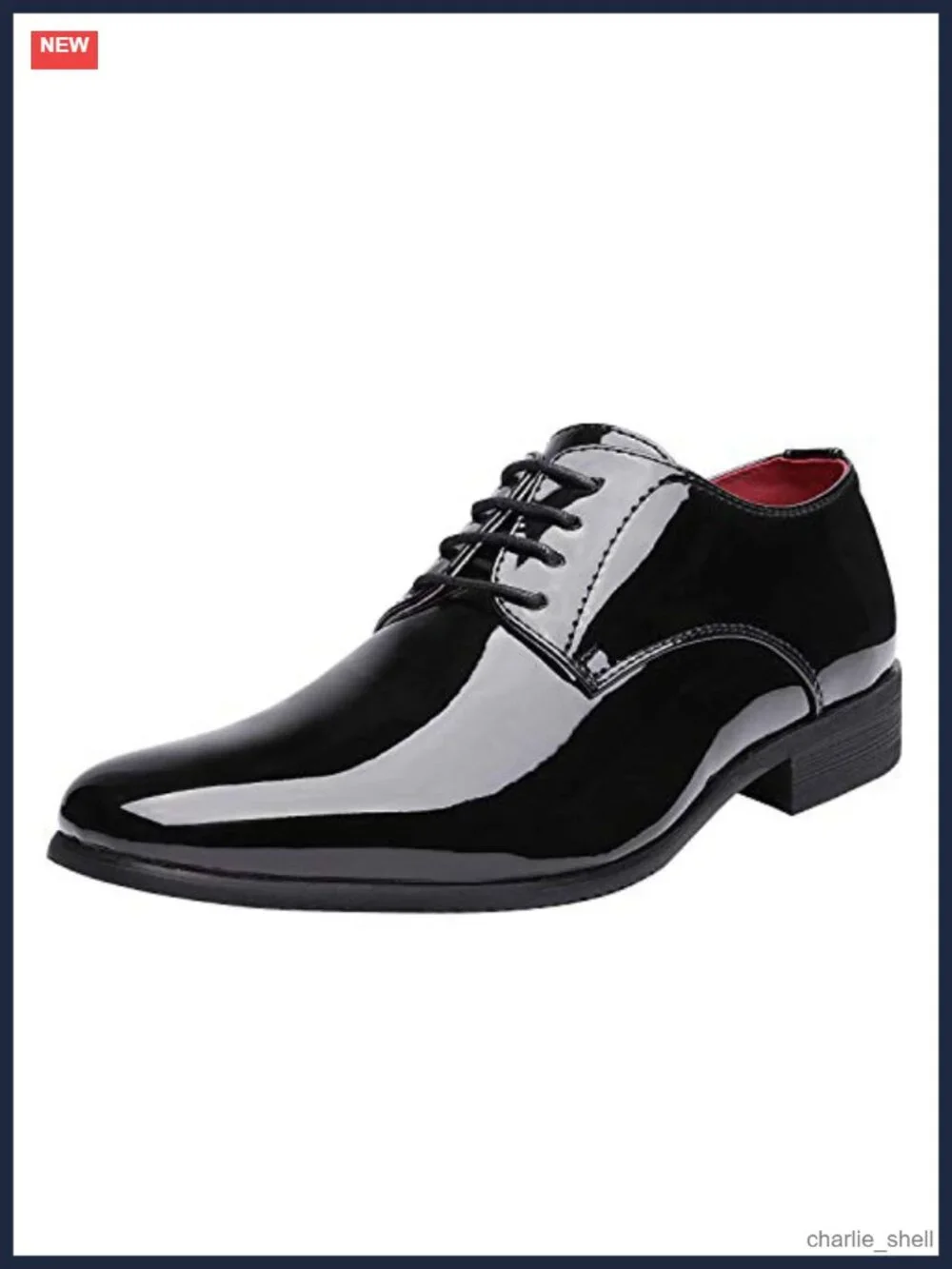 Faux Patent Leather Tuxedo Dress Oxford Lace Up Formal Shoes